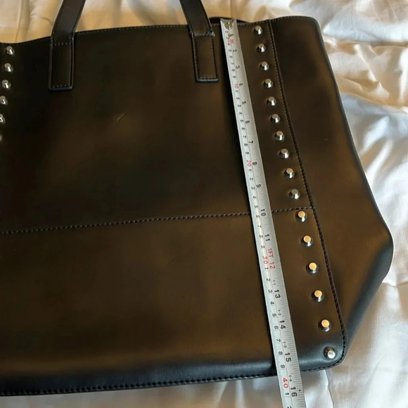 Danier black large stud, tote bag, leather edgy streetwear office. laptop. - Picture 16 of 17
